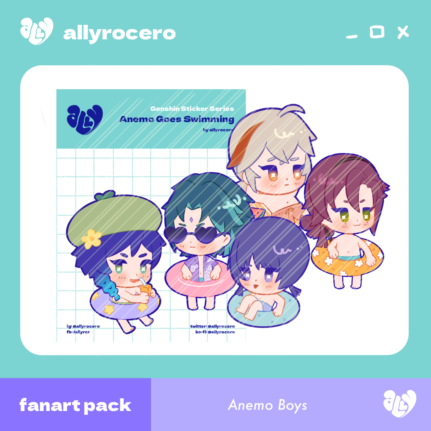 ALLYRCR - Anemo Boys Go Swimming Sticker Pack